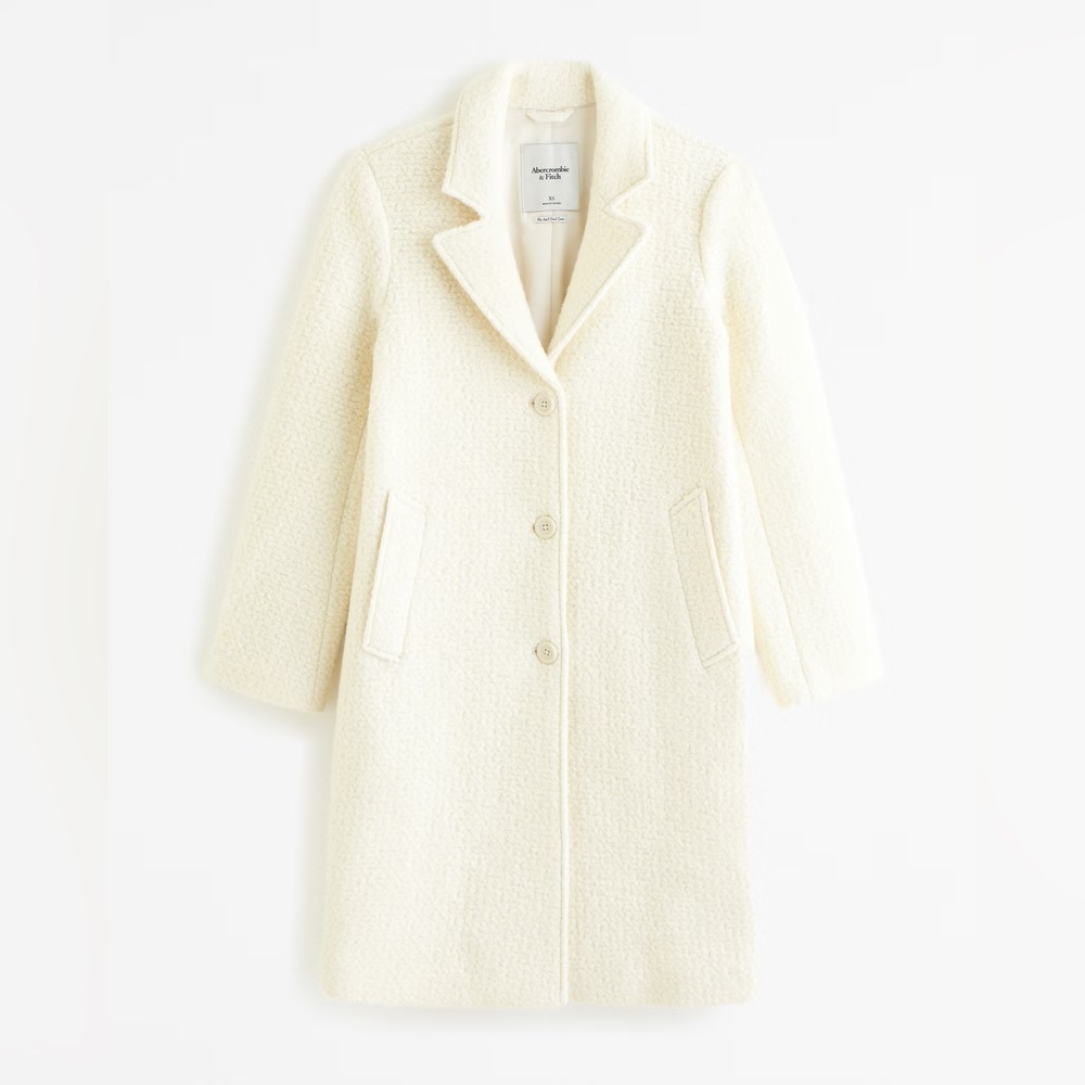 NWT Abercrombie and Fitch Wool-Blend Dad Cream Coat sz M